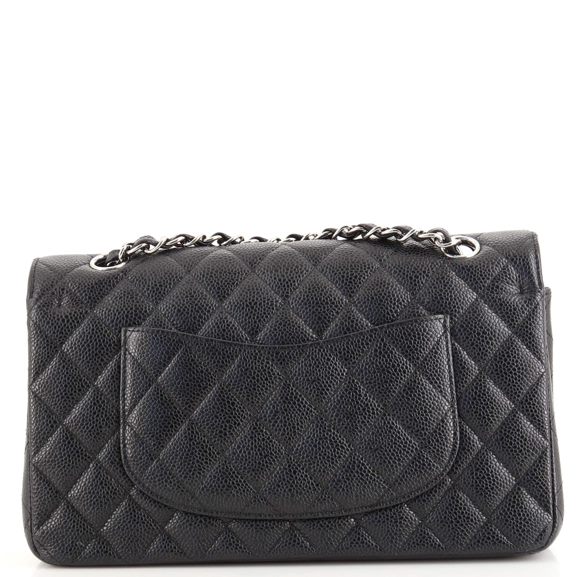 Chanel Classic Double Flap Bag Quilted Caviar Medium In Good Condition In NY, NY