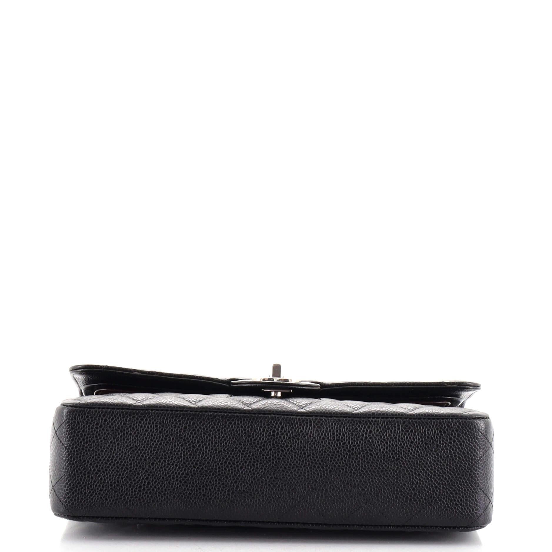 Black Chanel Classic Double Flap Bag Quilted Caviar Medium