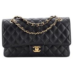 Sac à double rabat classique Chanel matelassé Caviar Medium