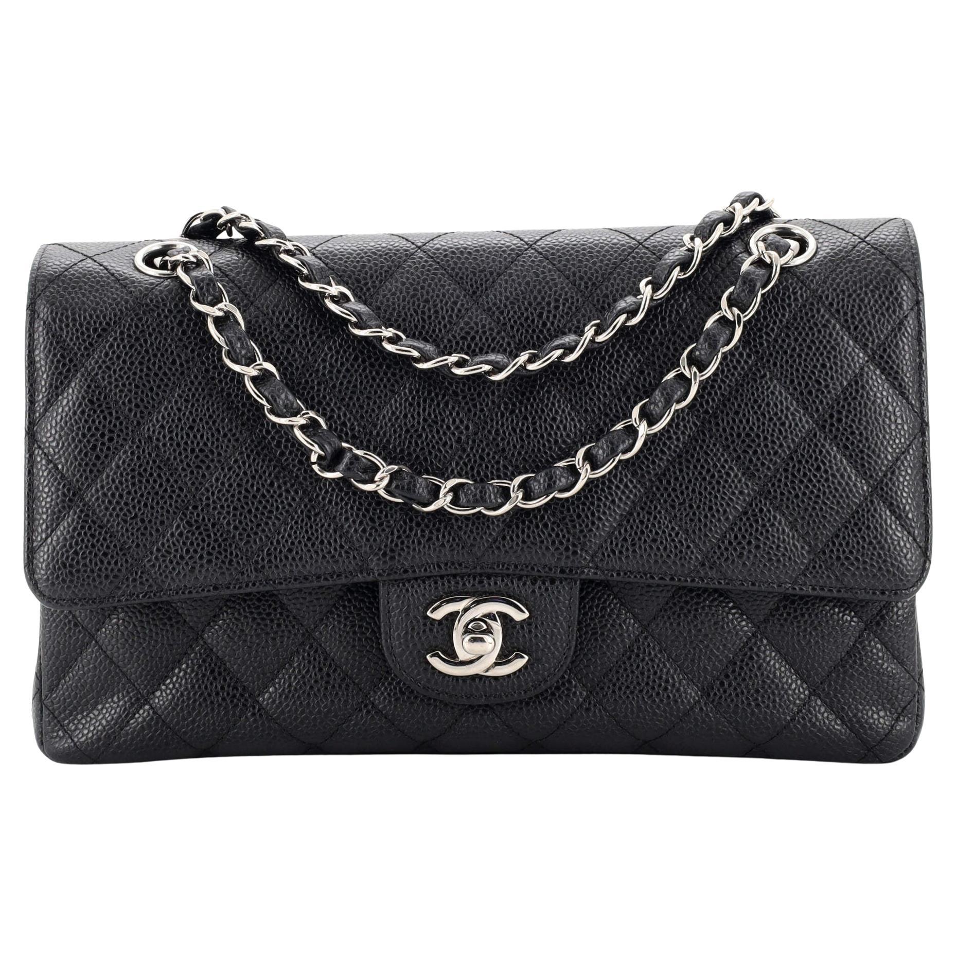 Chanel Pink Iridescent Caviar Classic Flap Bag - Full Set at 1stDibs