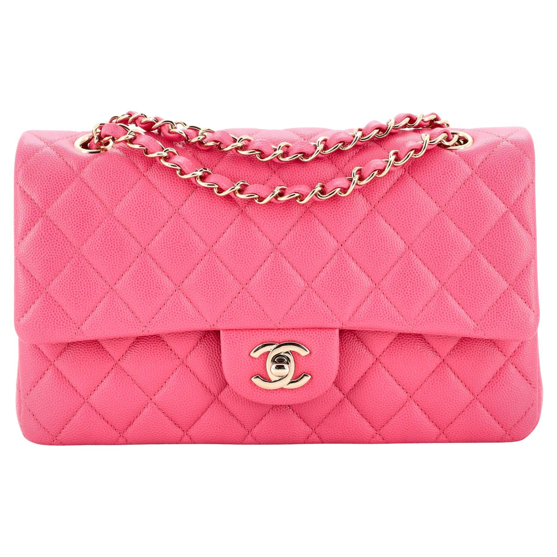 Chanel Classic Double Flap Bag Quilted Caviar Medium For Sale