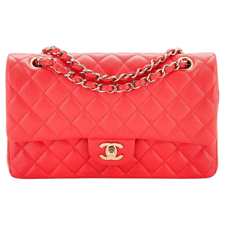Chanel Classic Double Flap Bag Quilted Caviar Medium For Sale at