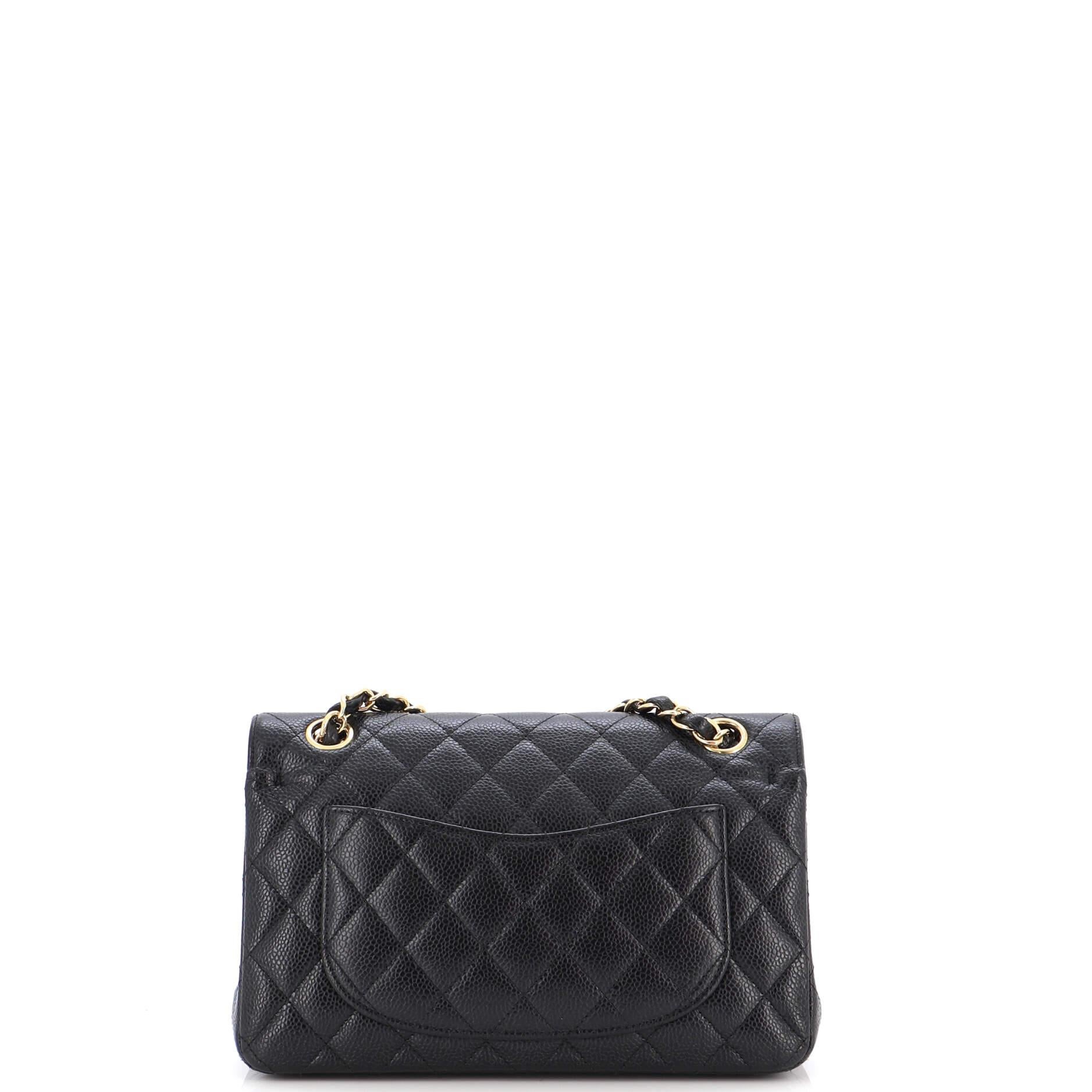 Chanel Classic Double Flap Bag Quilted Caviar Small In Fair Condition In NY, NY