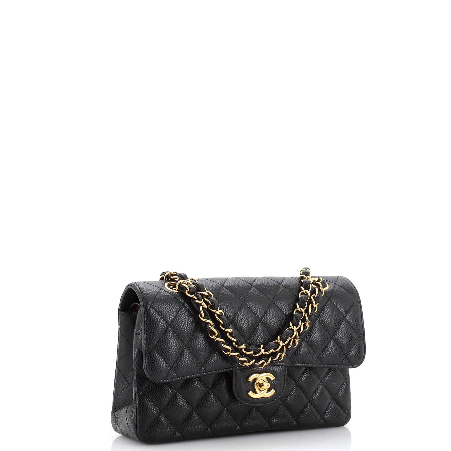 Chanel Classic Double Flap Bag Quilted Caviar Small In Good Condition In NY, NY