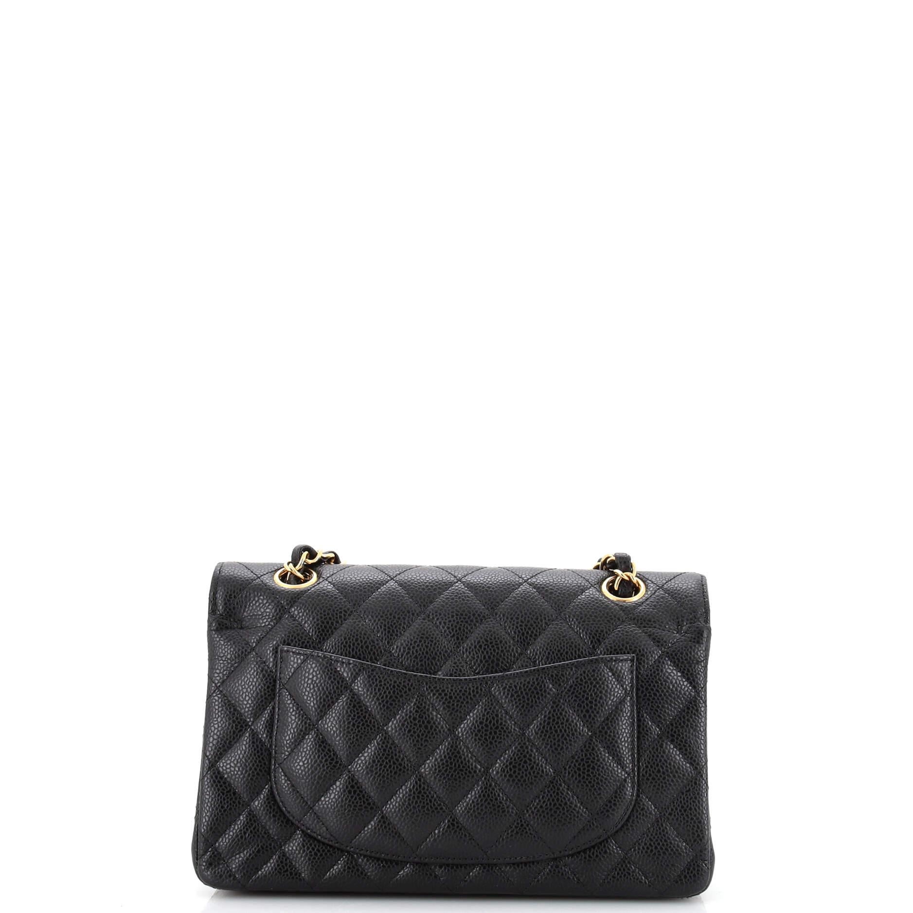 Women's or Men's Chanel Classic Double Flap Bag Quilted Caviar Small