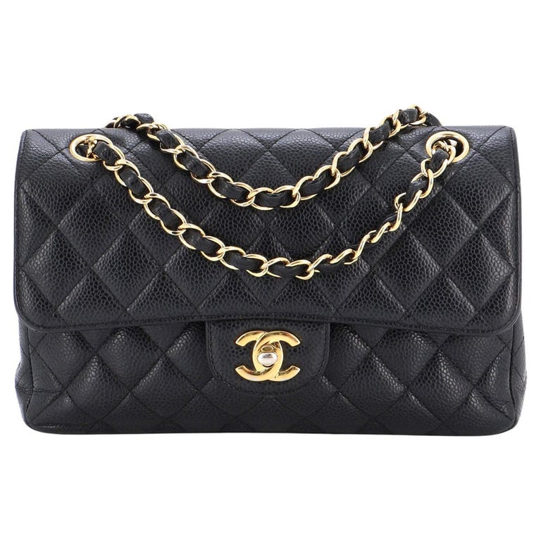 Chanel Classic Double Flap Bag Quilted Caviar Small For Sale at
