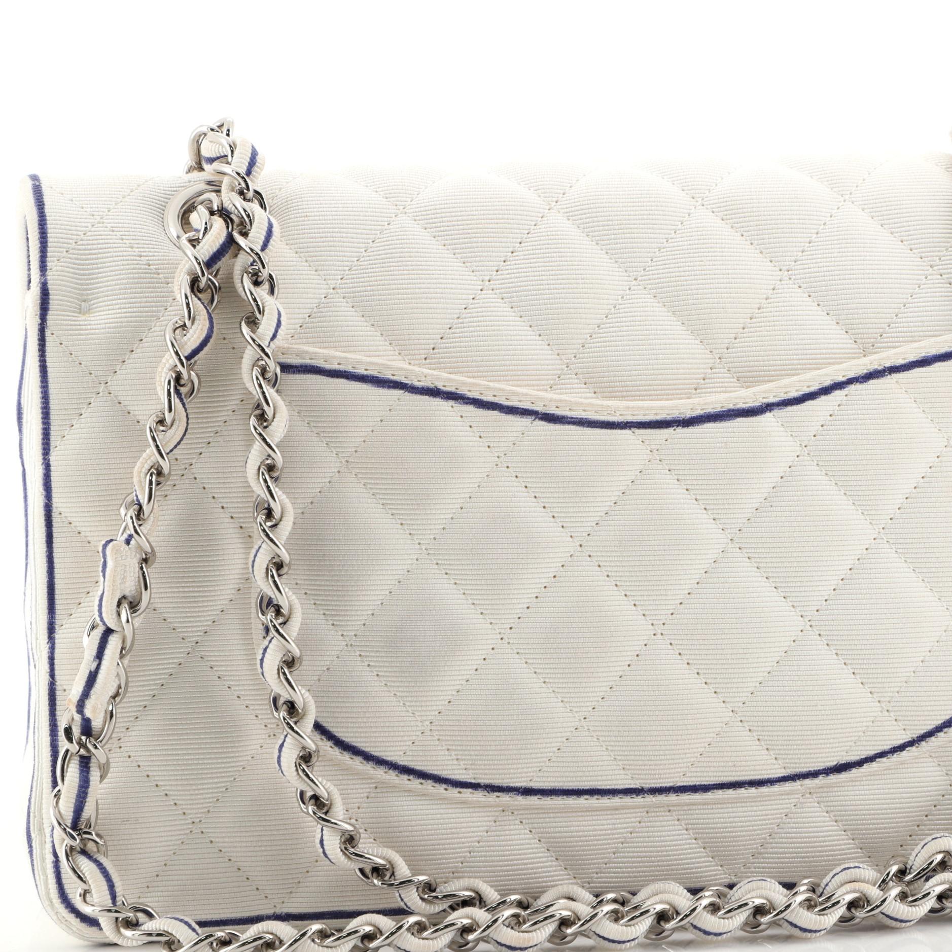 Chanel Classic Double Flap Bag Quilted Grosgrain Medium In Good Condition In NY, NY