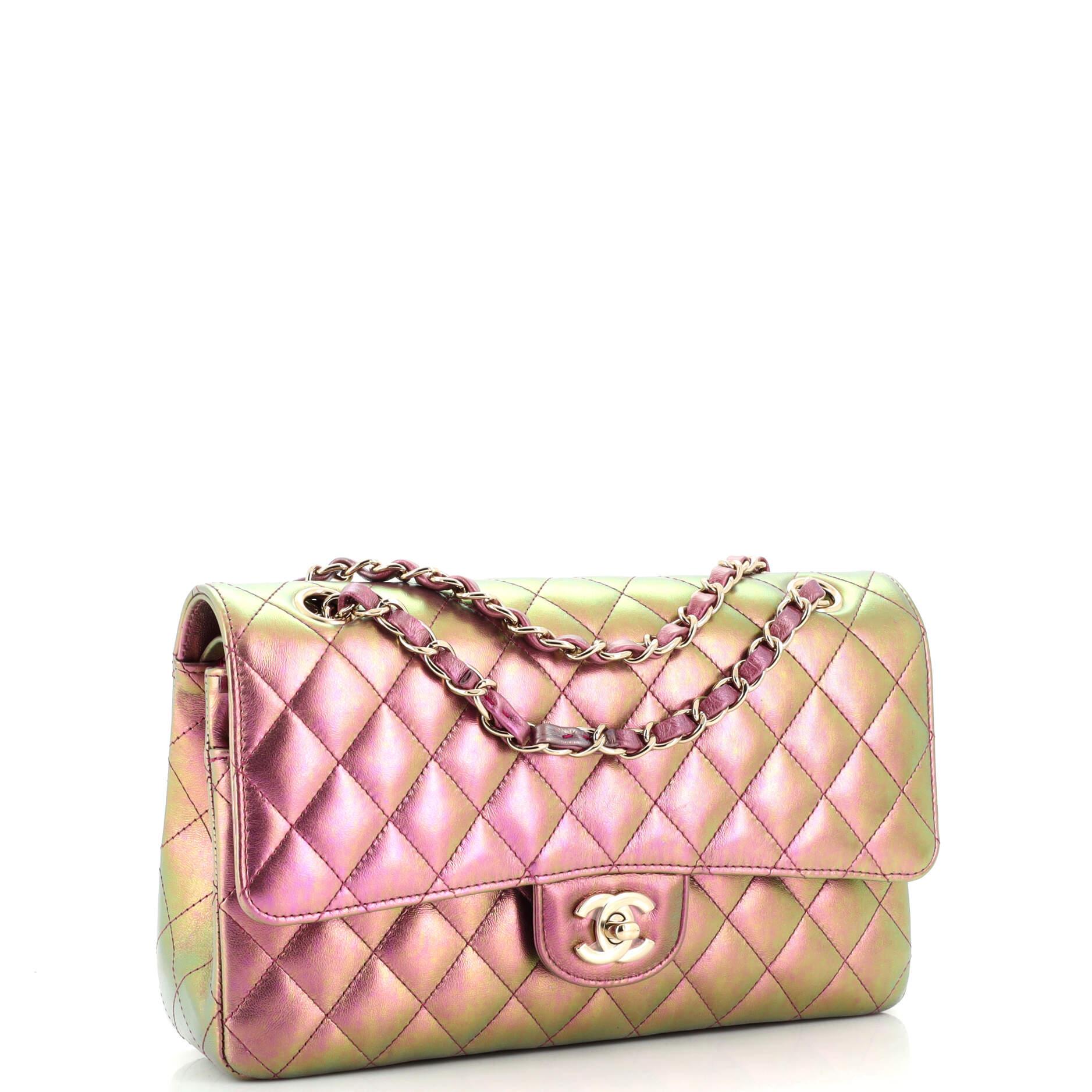 Chanel Classic Double Flap Bag Quilted Iridescent Calfskin Medium In Good Condition In NY, NY