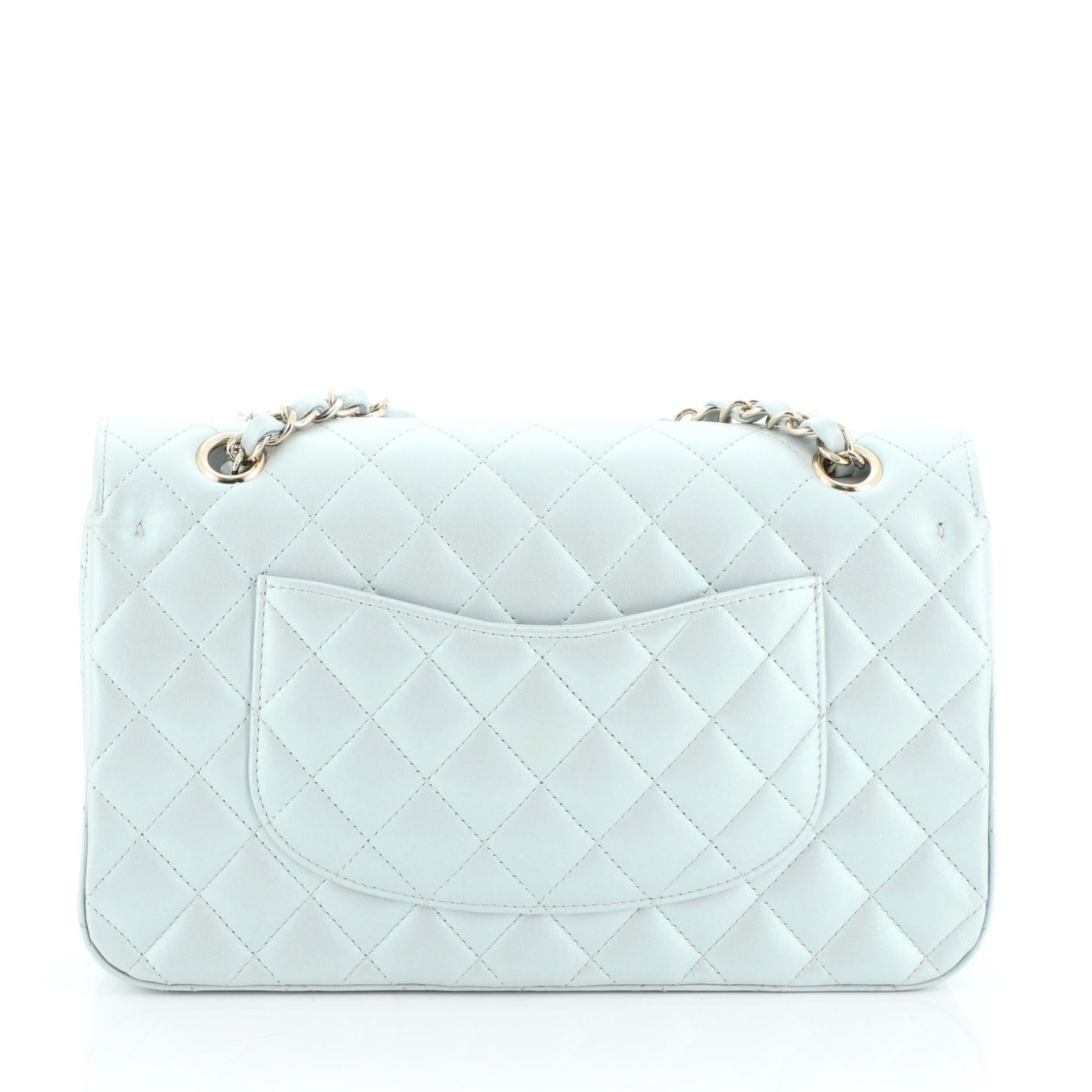 Chanel Classic Double Flap Bag Quilted Iridescent Calfskin Medium In Good Condition In NY, NY
