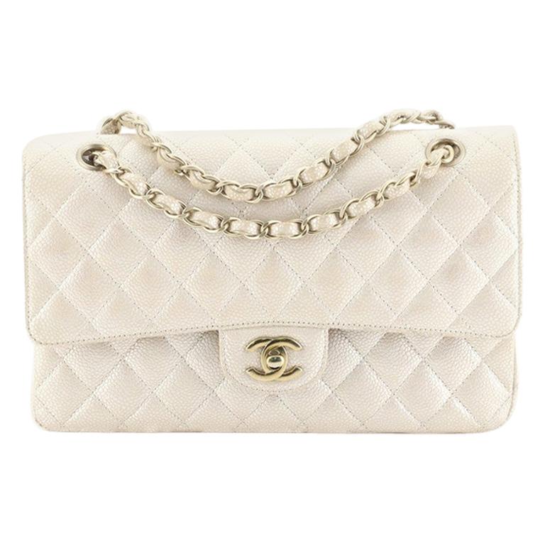 Chanel Classic Double Flap Bag Quilted Iridescent Caviar Medium