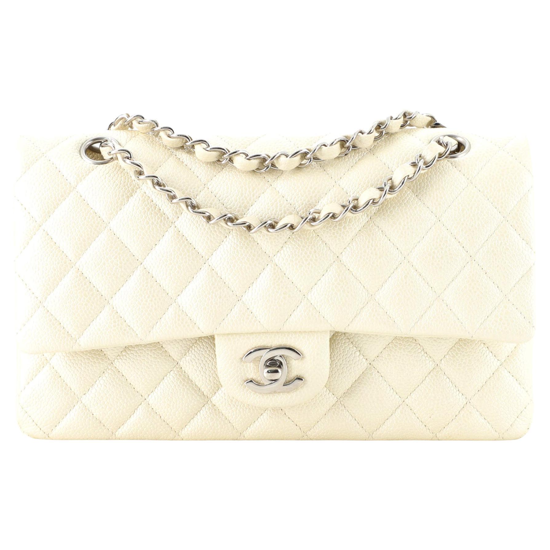 Chanel Medium Classic Double Flap Bag Rose Iridescent Caviar Light Gold  Hardware