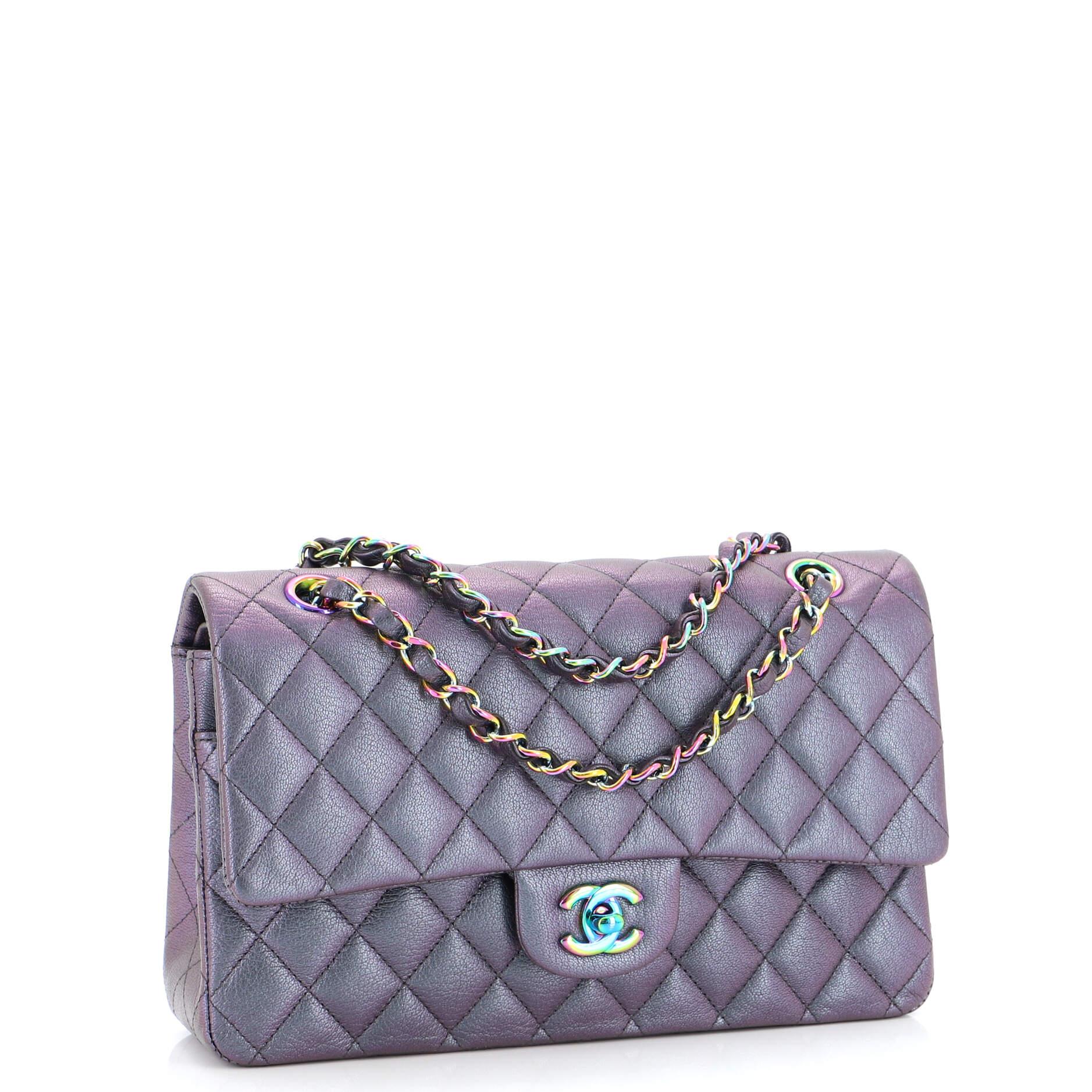 Chanel Classic Double Flap Bag Quilted Iridescent Goatskin Medium In Good Condition In NY, NY
