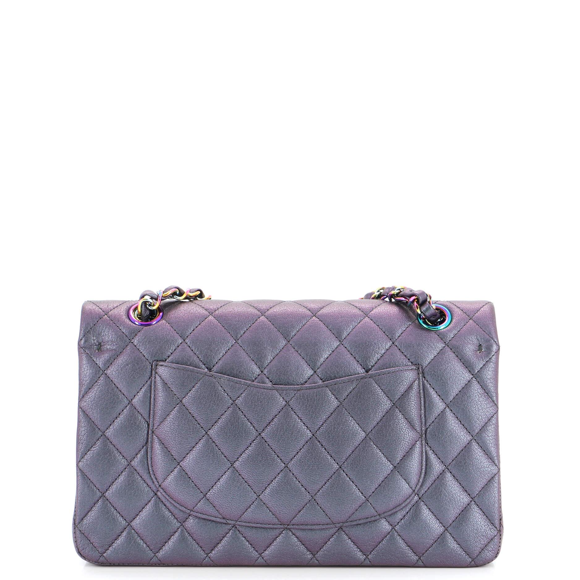 Women's or Men's Chanel Classic Double Flap Bag Quilted Iridescent Goatskin Medium