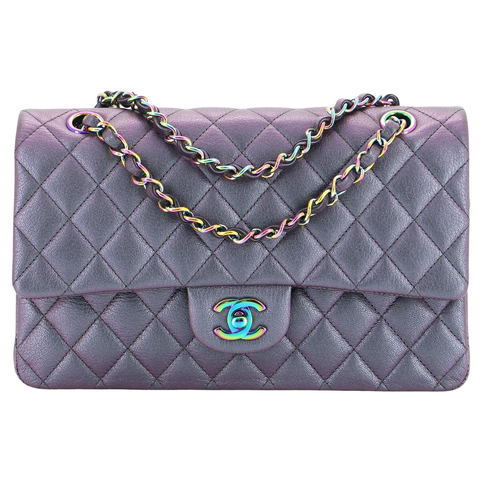 Chanel Classic Double Flap Bag Quilted Iridescent Calfskin Medium Metallic  1872731