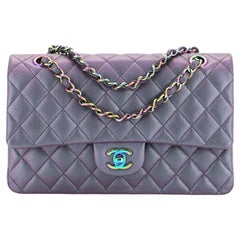 Chanel Classic Double Flap Bag Gestepptes irisierendes Ziegenleder Medium