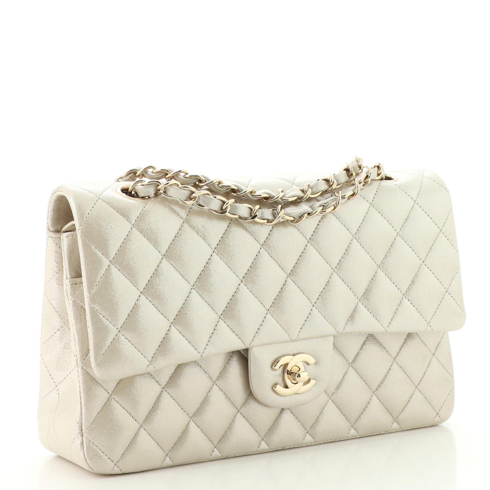  Chanel Classic Double Flap Bag Quilted Iridescent Lambskin Medium In Good Condition In NY, NY