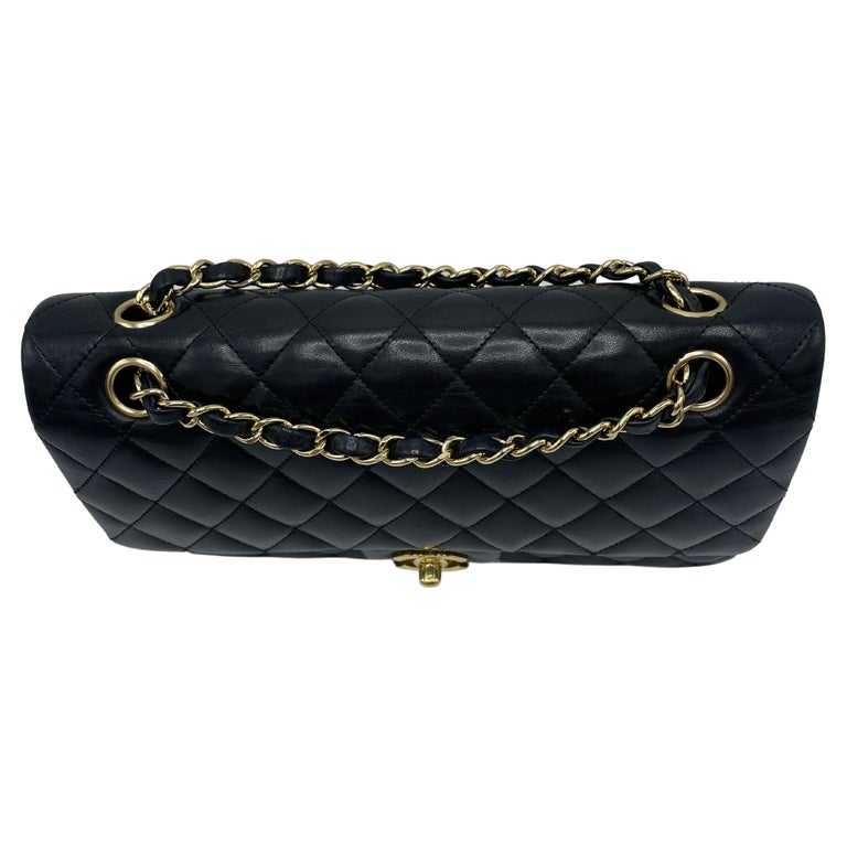 Chanel Classic Double Flap Bag Quilted Lambskin Gold For Sale at 1stDibs