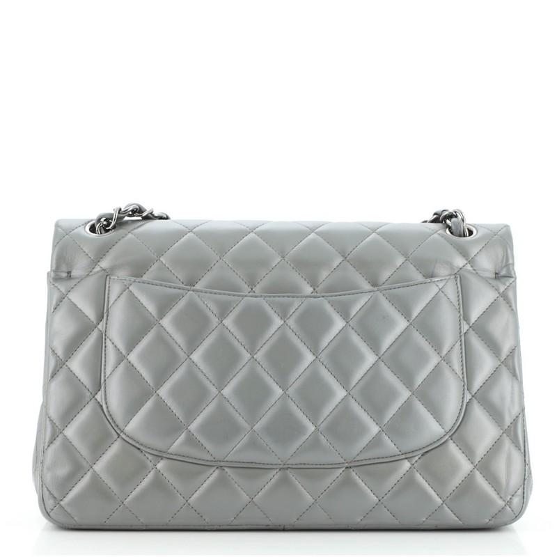 Gray Chanel Classic Double Flap Bag Quilted Lambskin Jumbo