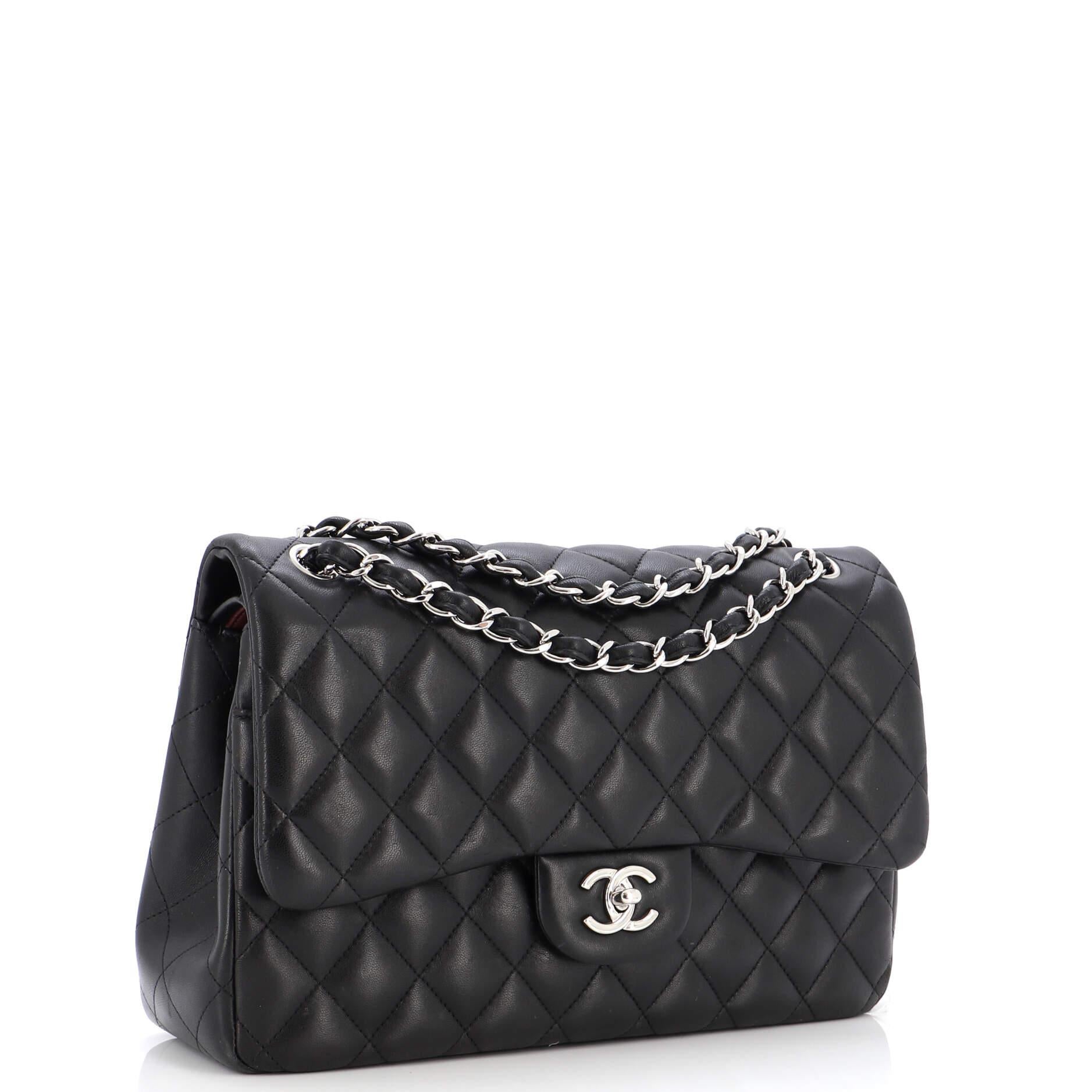 Chanel Classic Double Flap Bag Quilted Lambskin Jumbo In Good Condition In NY, NY