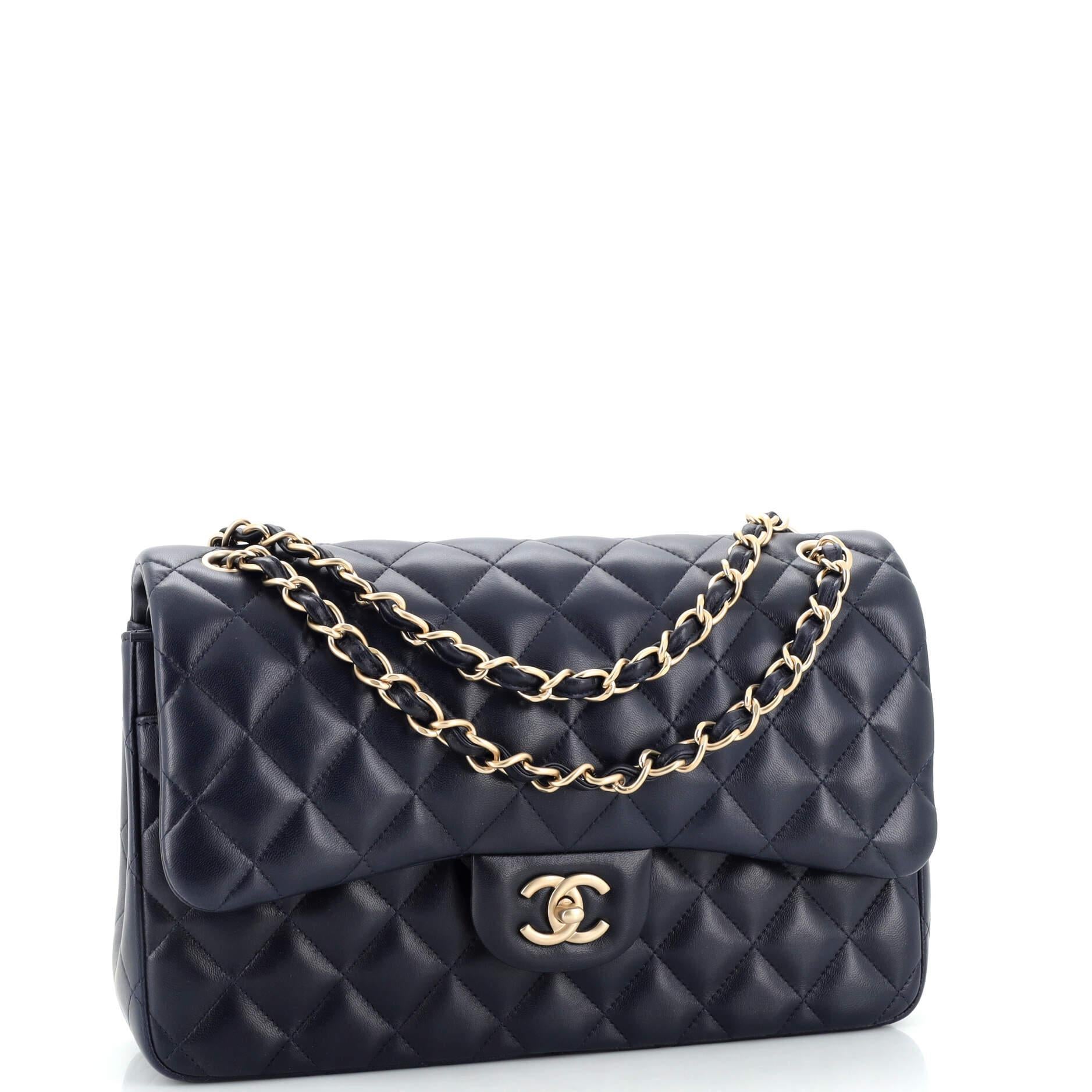 Chanel Classic Double Flap Bag Quilted Lambskin Jumbo In Good Condition In NY, NY