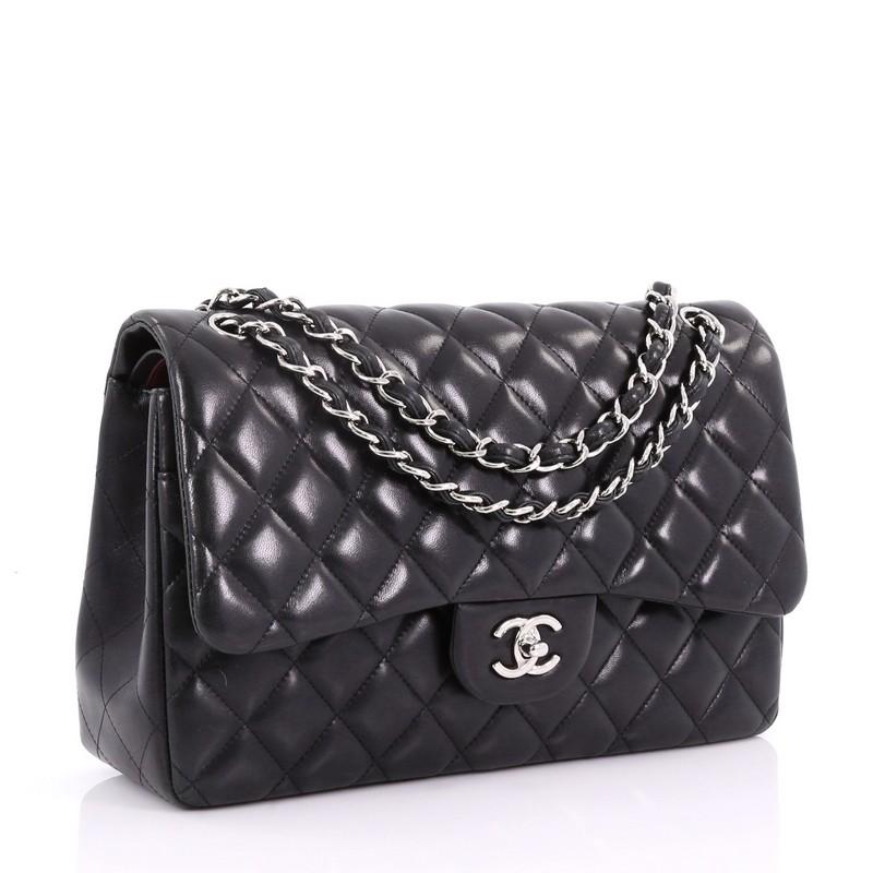 Chanel Classic Double Flap Bag Quilted Lambskin Jumbo im Zustand „Gut“ in NY, NY