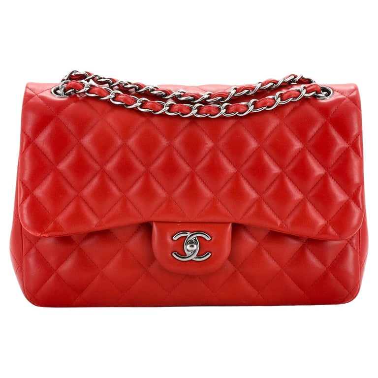 Chanel Classic Double Flap Bag Quilted Lambskin Jumbo For Sale at 1stDibs