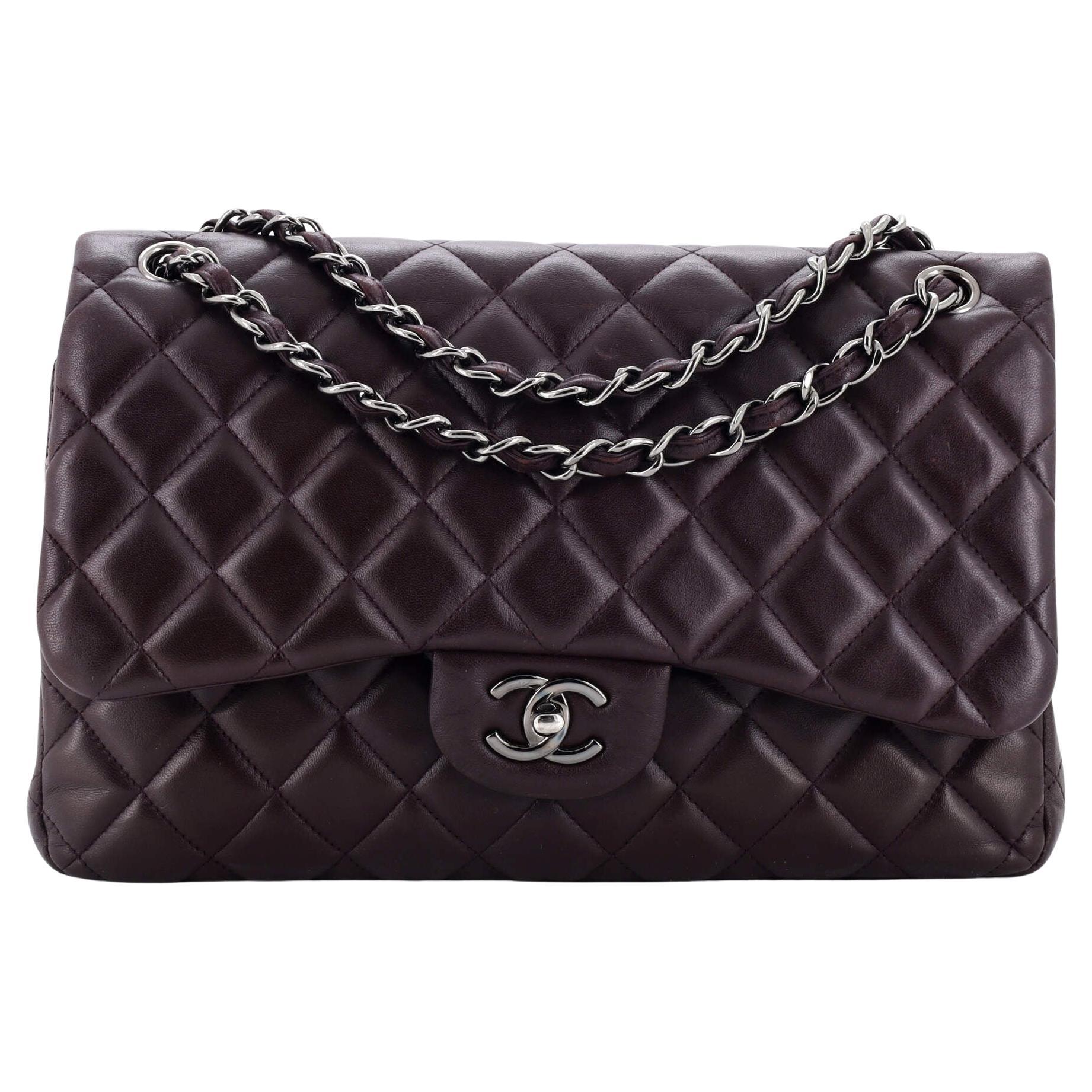 Chanel Classic Double Flap Bag Quilted Lambskin Jumbo For Sale