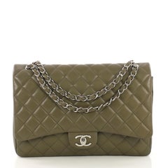 Chanel Green Caviar Small Classic Double Flap Bag Light Gold