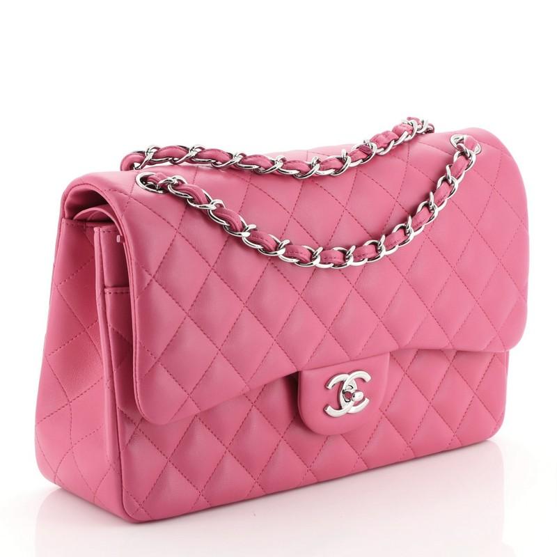 Pink Chanel Classic Double Flap Bag Quilted Lambskin Medium
