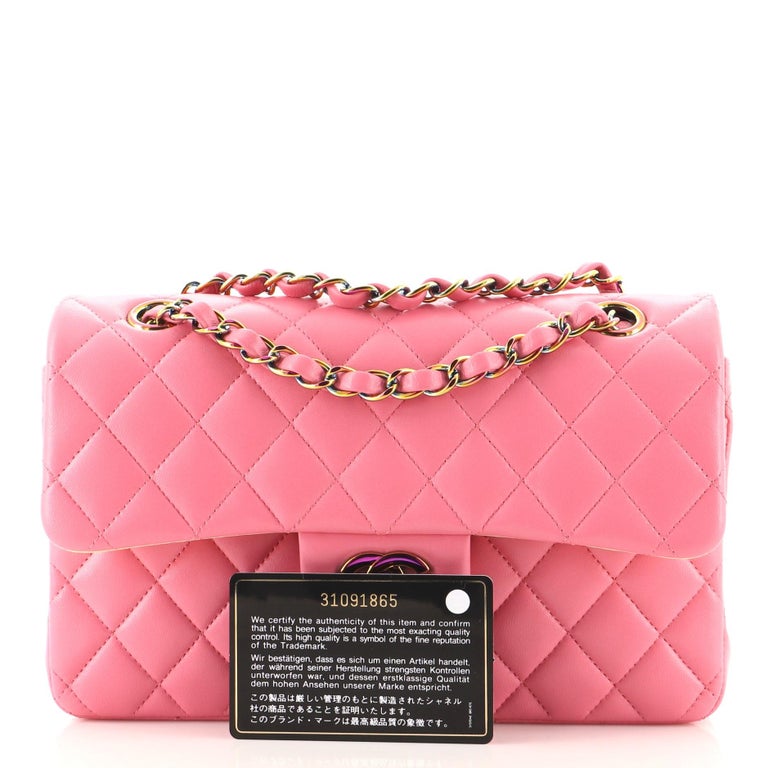 Chanel Classic Double Flap Bag Quilted Lambskin with Rainbow Hardware Small  at 1stDibs