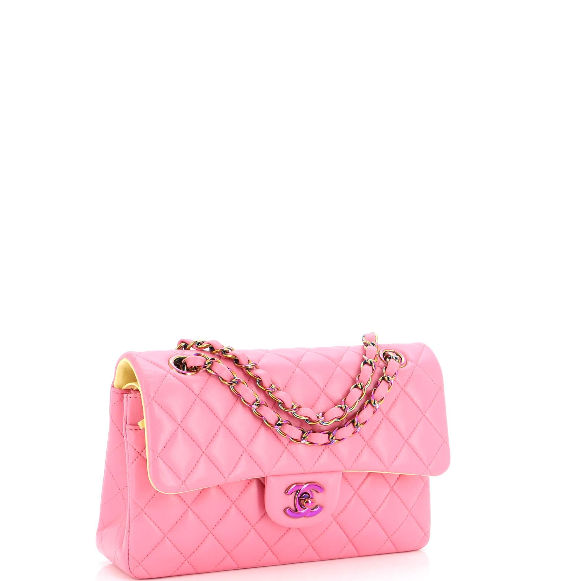 Chanel Classic Double Flap Bag Quilted Lambskin with Rainbow Hardware
