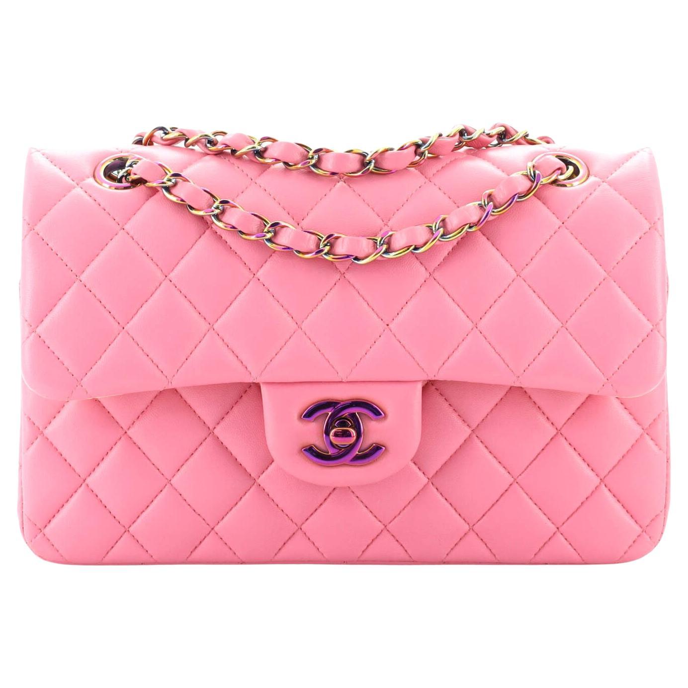 Chanel Classic Double Flap Bag Quilted Lambskin with Rainbow Hardware Small