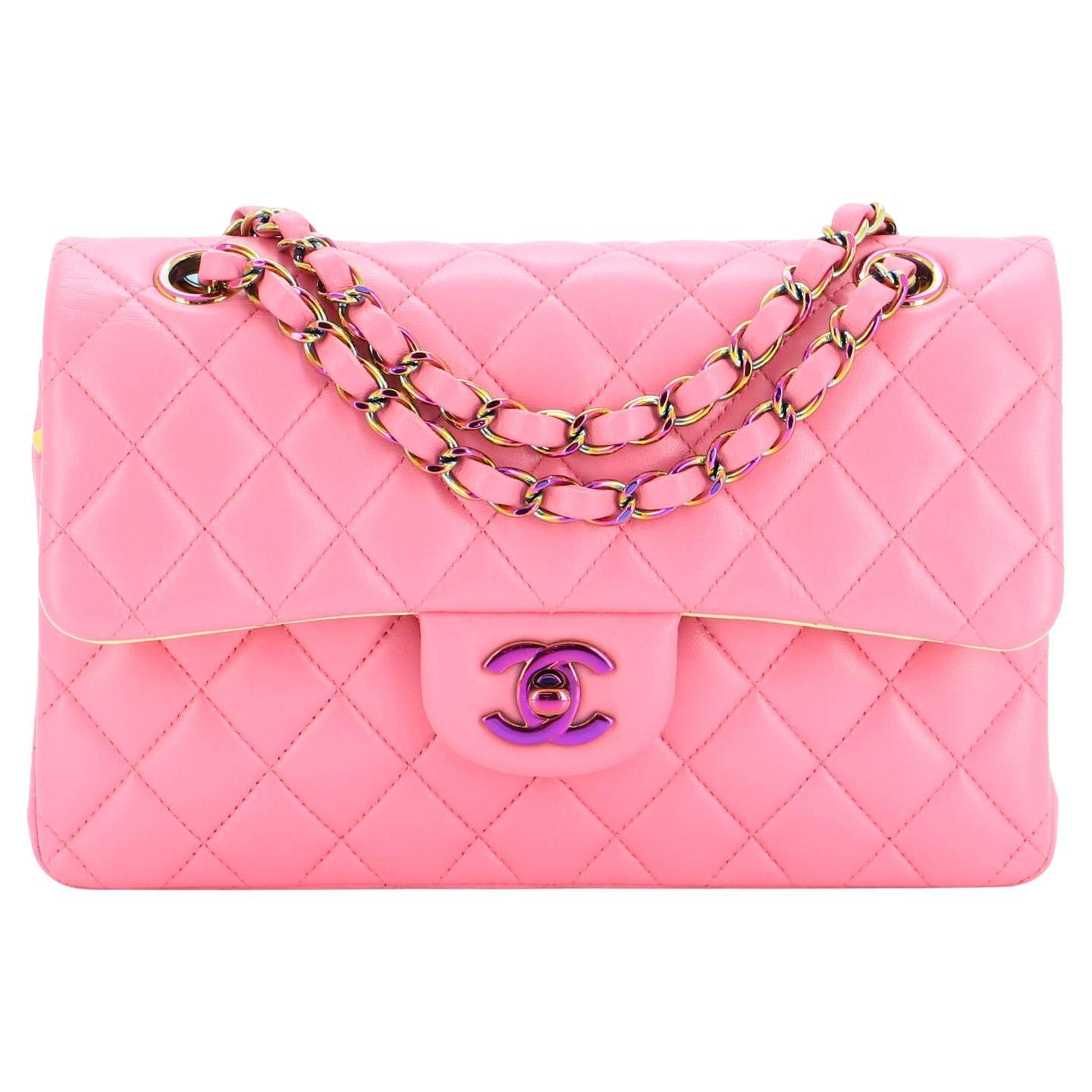 Chanel Classic Quilted Caviar Double Flap Matte Iridescent Jumbo Bag in Hot  Pink