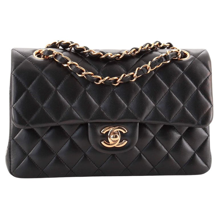 Chanel Classic Double Flap Bag Quilted Lambskin with Rose Gold Hardware  Small at 1stDibs  chanel rose gold hardware, chanel bag with rose gold  hardware, chanel classic flap rose gold hardware