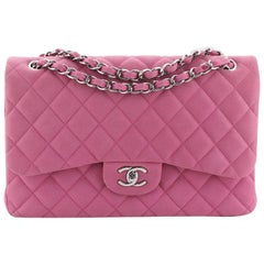 Chanel Classic Double Flap Bag Quilted Matte Caviar Jumbo