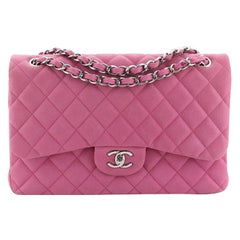 Chanel Classic Double Flap Bag Quilted Matte Caviar Jumbo