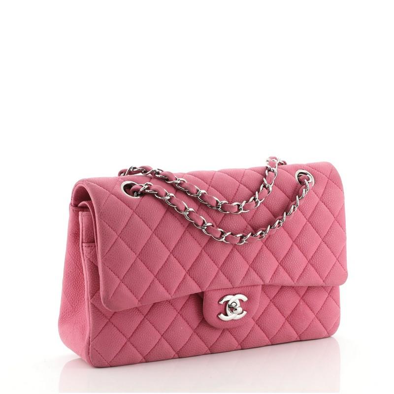 Pink Chanel Classic Double Flap Bag Quilted Matte Caviar Medium