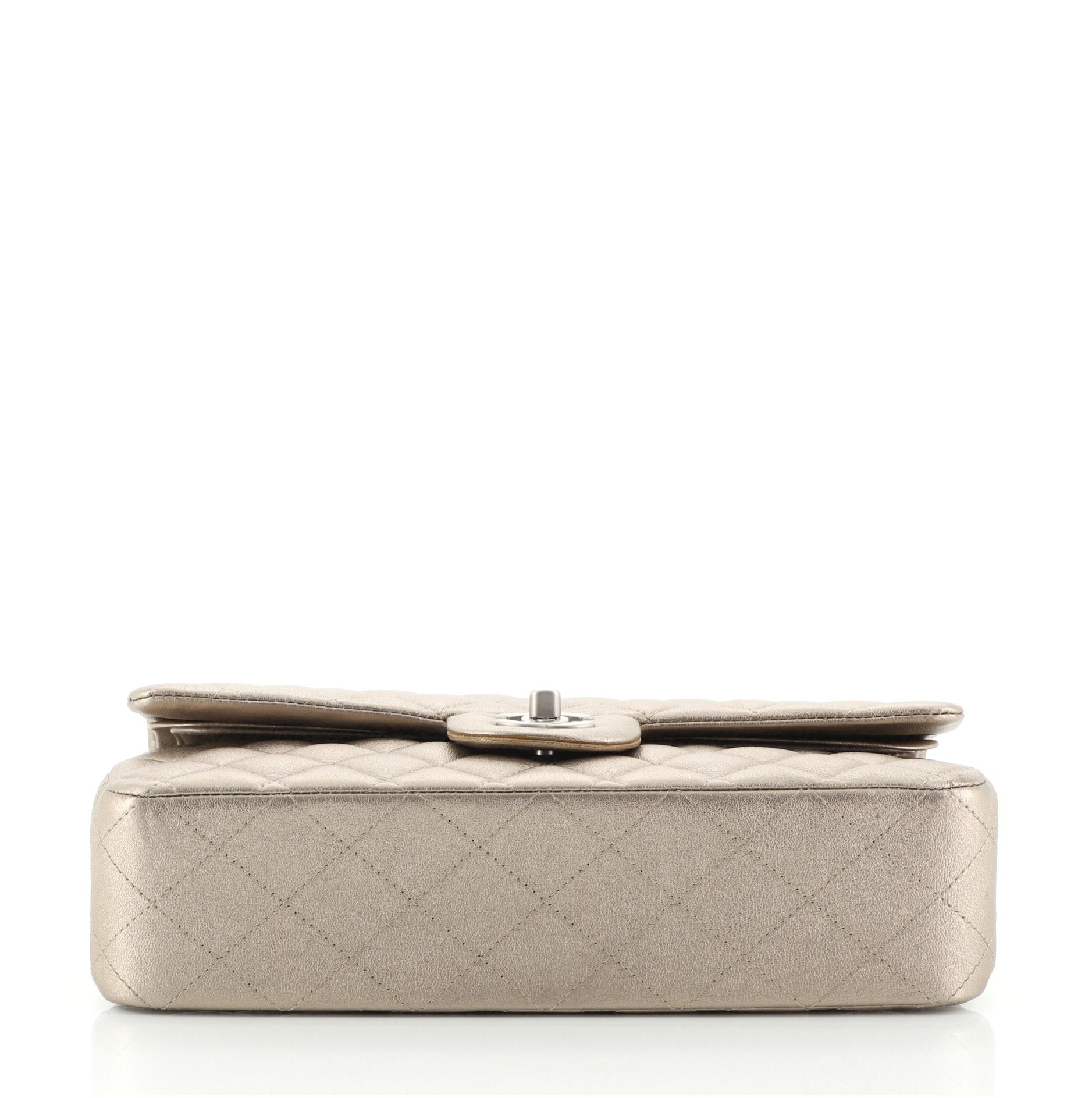 Women's Chanel Classic Double Flap Bag Quilted Metallic Lambskin Medium