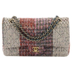 Chanel Classic Double Flap Bag Quilted Multicolor Tweed Medium