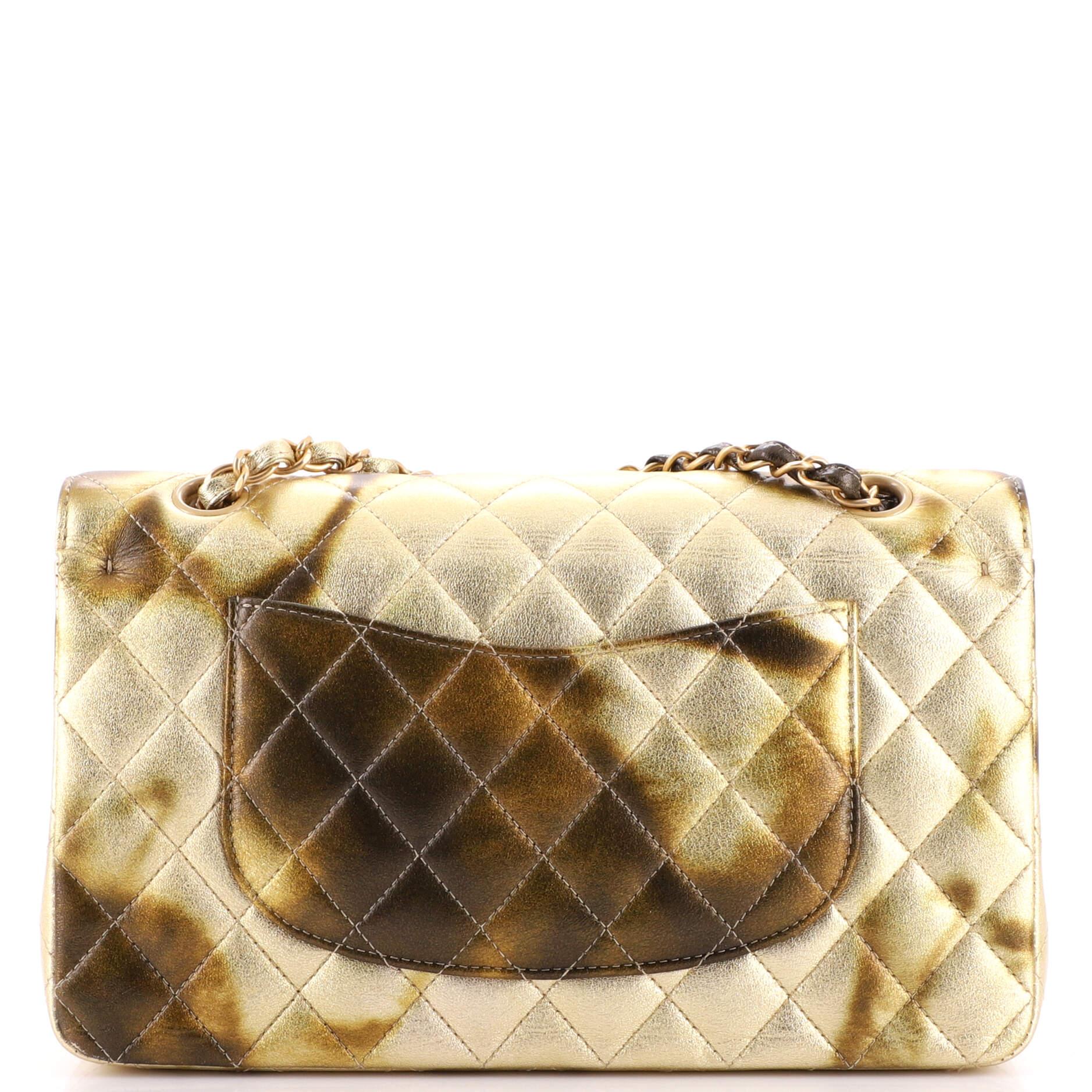 Women's or Men's Chanel Classic Double Flap Bag Quilted Ombre Metallic Lambskin Medium For Sale