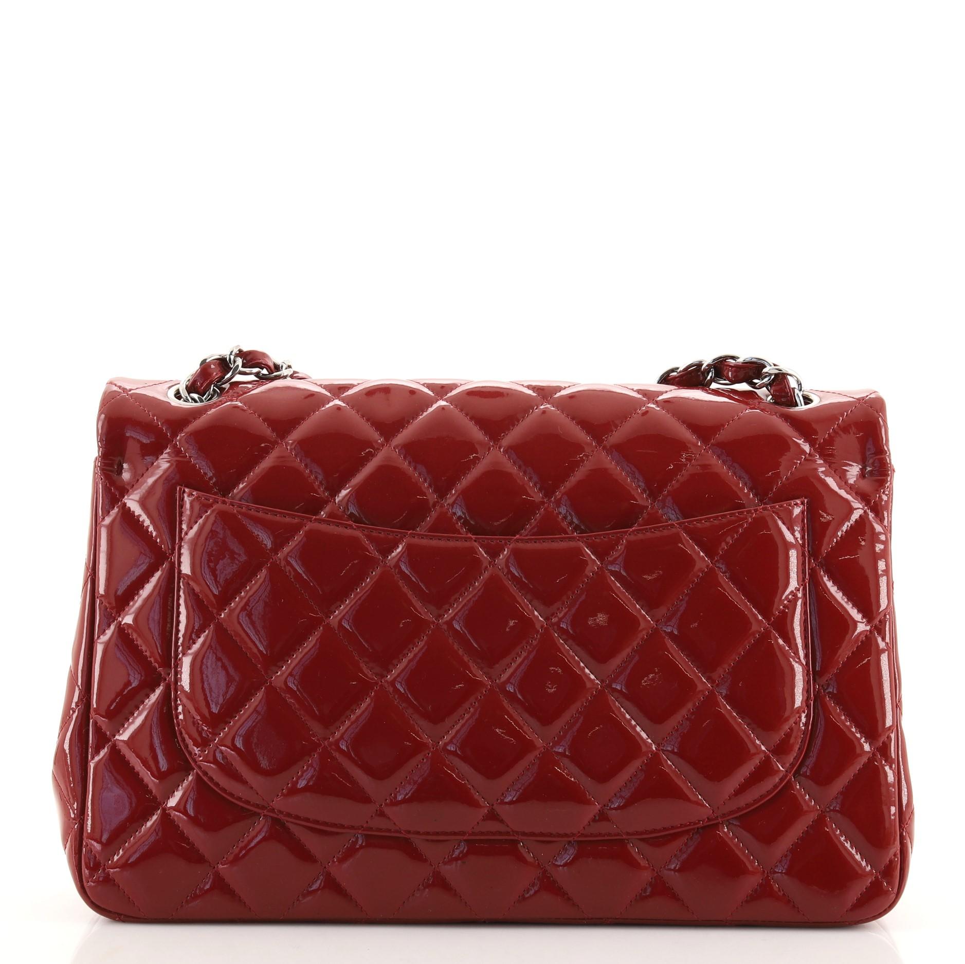 Chanel Classic Double Flap Bag Quilted Patent Jumbo In Good Condition In NY, NY