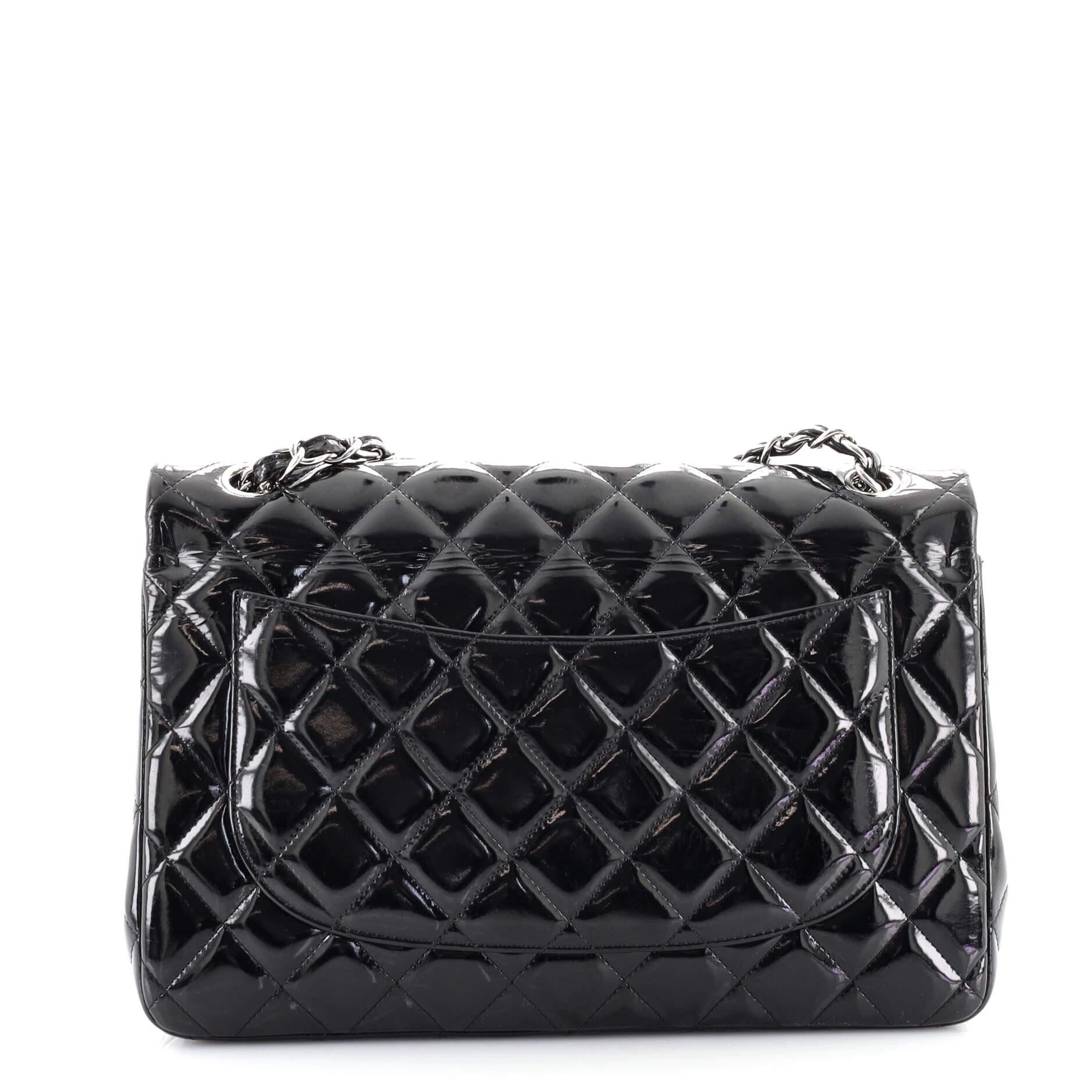 Chanel Classic Double Flap Bag Quilted Patent Jumbo In Fair Condition In NY, NY