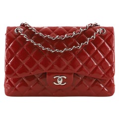 Chanel Classic Double Flap Bag Quilted Patent Jumbo