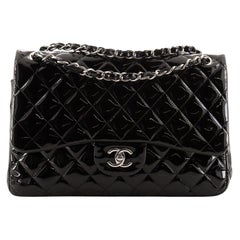 Chanel Classic Double Flap Bag Quilted Patent Jumbo