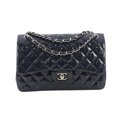 Chanel Classic Double Flap Bag Quilted Patent Jumbo
