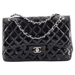 Chanel Classic Double Flap Bag Quilted Patent Jumbo