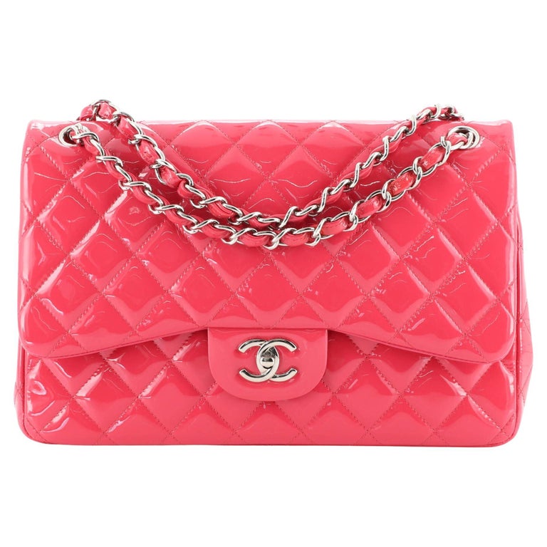 Chanel Classic Double Flap Bag Quilted Patent Jumbo For Sale at 1stDibs