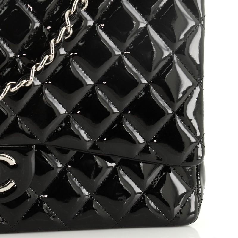 Chanel Classic Double Flap Bag Quilted Patent Maxi 2