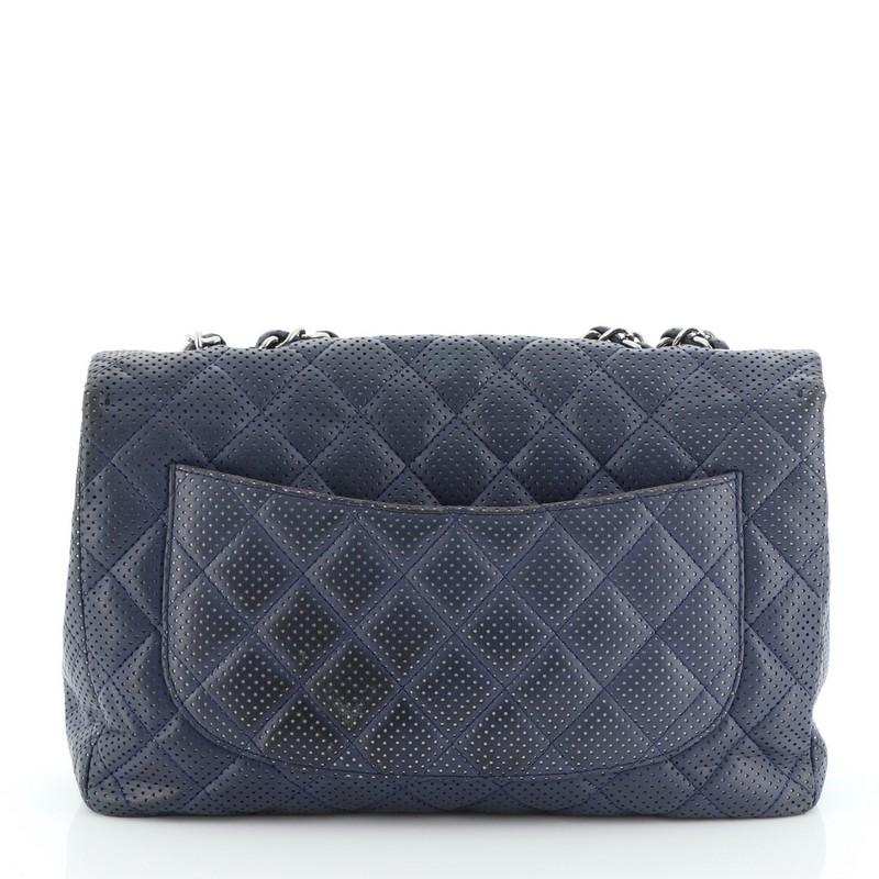 Chanel Classic Double Flap Bag Quilted Perforated Lambskin Jumbo In Good Condition In NY, NY