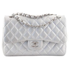 Chanel Classic Double Flap Bag Quilted Perforated Lambskin Jumbo